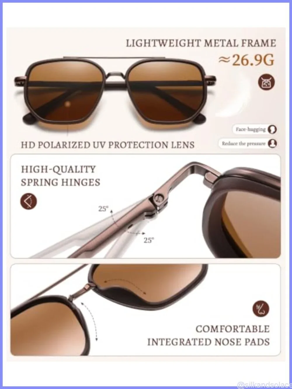 Polarized Metal Aviator Sunglasses Retro UV400 Protection Sun Glasses